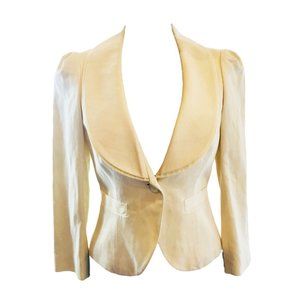 Diane Von Furstenberg Cream Satin-Lapel Blazer